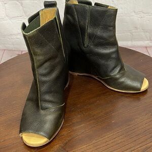 MAISON MARTIN MARGIELA open toe Leather ankle Booties 7 GUC